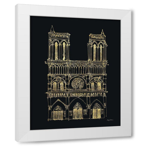 Notre Dame Sketch White Modern Wood Framed Art Print by Tillmon, Avery