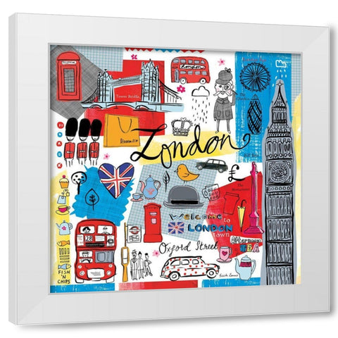 Traveling London White Modern Wood Framed Art Print by Zaman, Farida