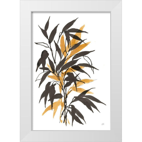Amber Long Leaf I White Modern Wood Framed Art Print by Paschke, Chris