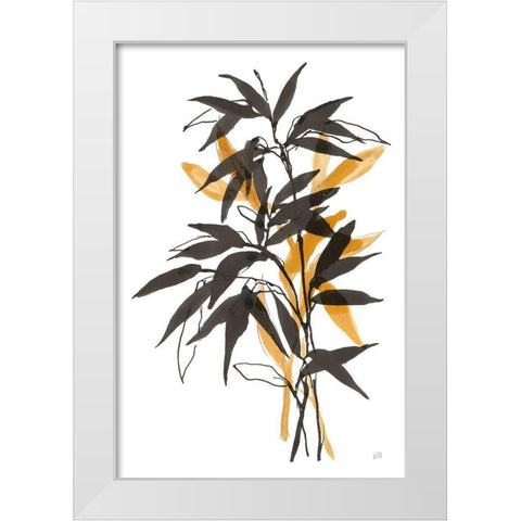 Amber Long Leaf II White Modern Wood Framed Art Print by Paschke, Chris