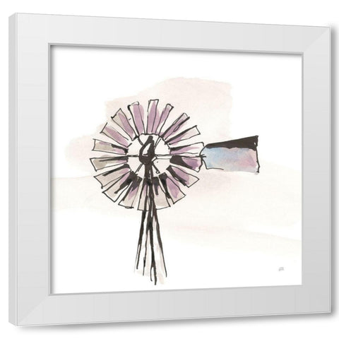 Windmill III White Modern Wood Framed Art Print by Paschke, Chris