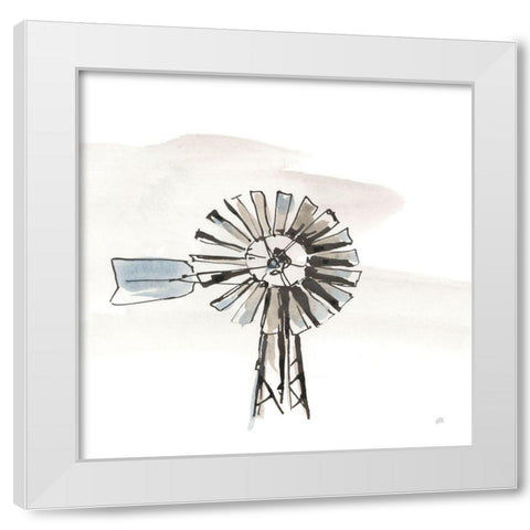 Windmill VI White Modern Wood Framed Art Print by Paschke, Chris