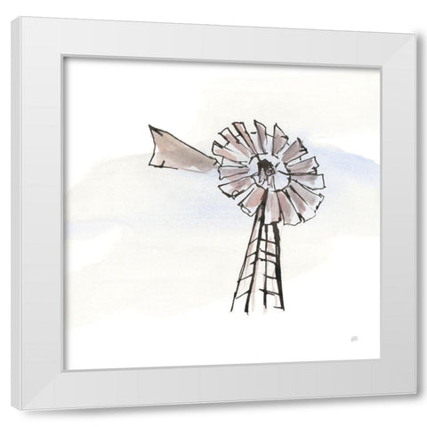 Windmill VII White Modern Wood Framed Art Print by Paschke, Chris