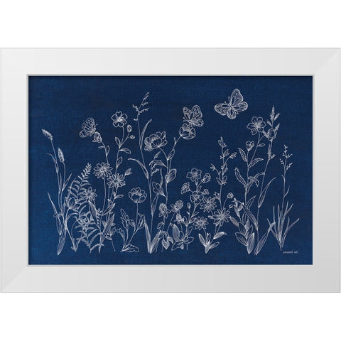 Blue Butterfly Garden White Modern Wood Framed Art Print by Nai, Danhui