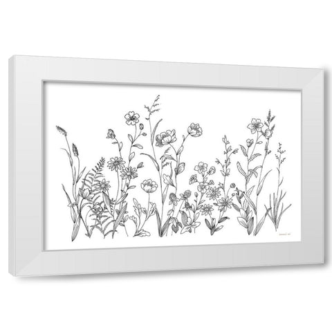 Black and White Garden White Modern Wood Framed Art Print by Nai, Danhui