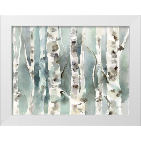 Winter Birches v2 White Modern Wood Framed Art Print by Pete, Katrina