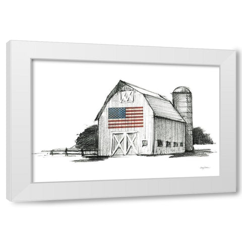 Patriotic Barn White Modern Wood Framed Art Print by Tillmon, Avery