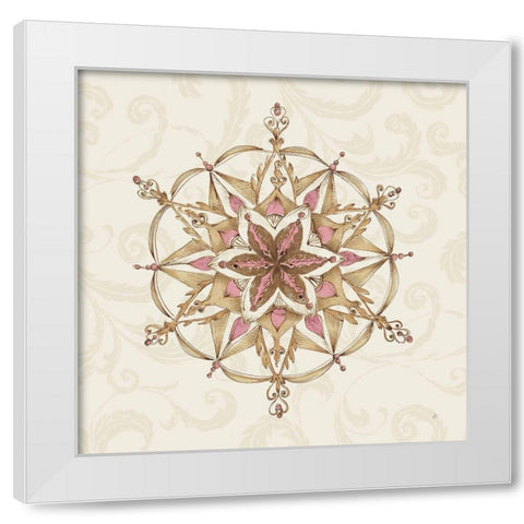 Elegant Season Snowflake II Pink White Modern Wood Framed Art Print by Brissonnet, Daphne