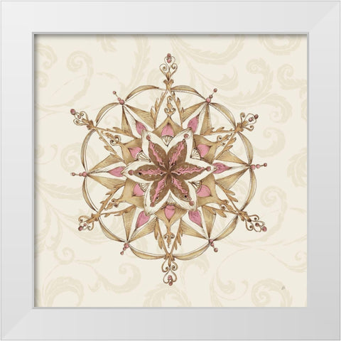 Elegant Season Snowflake II Pink White Modern Wood Framed Art Print by Brissonnet, Daphne