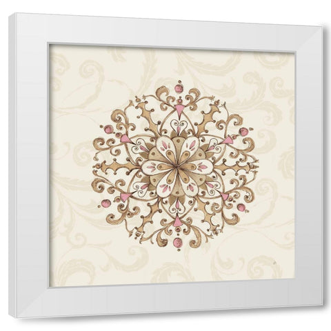 Elegant Season Snowflake III Pink White Modern Wood Framed Art Print by Brissonnet, Daphne