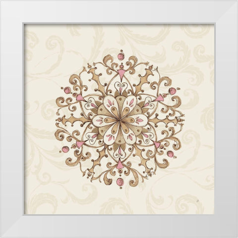 Elegant Season Snowflake III Pink White Modern Wood Framed Art Print by Brissonnet, Daphne