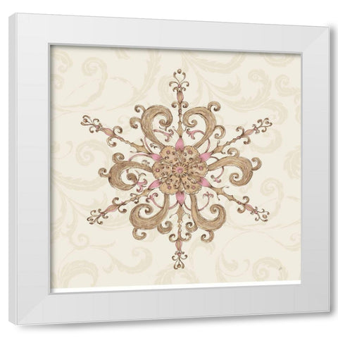 Elegant Season Snowflake IV Pink White Modern Wood Framed Art Print by Brissonnet, Daphne