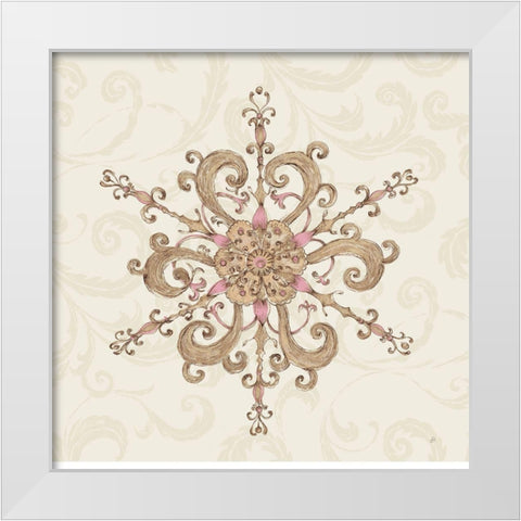 Elegant Season Snowflake IV Pink White Modern Wood Framed Art Print by Brissonnet, Daphne