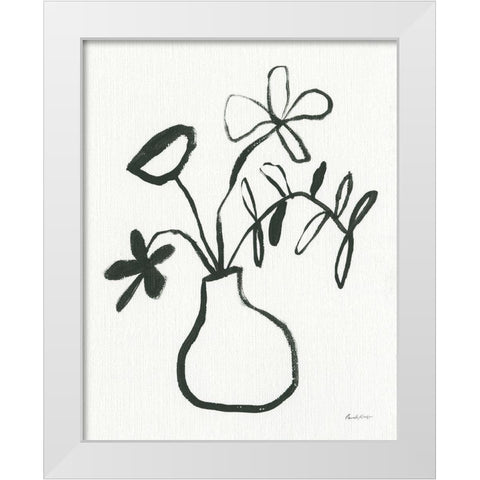 Floral Sketch I White Modern Wood Framed Art Print by Munger, Pamela