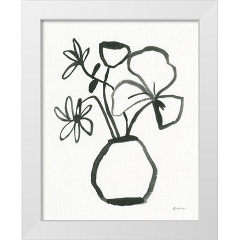 Floral Sketch II White Modern Wood Framed Art Print by Munger, Pamela