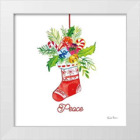 Holiday Stocking White Modern Wood Framed Art Print by Zaman, Farida