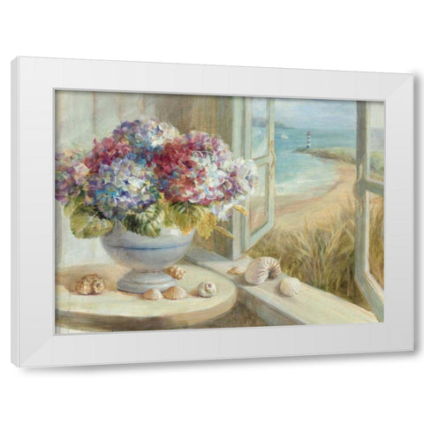 Coastal Hydrangea White Modern Wood Framed Art Print by Nai, Danhui