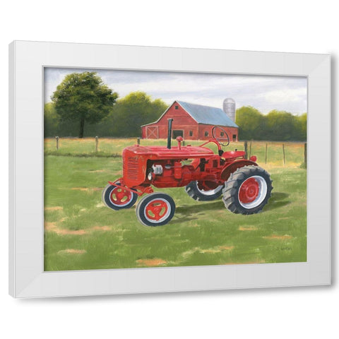 Vintage Tractor White Modern Wood Framed Art Print by Wiens, James