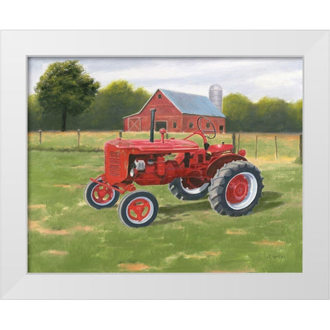 Vintage Tractor White Modern Wood Framed Art Print by Wiens, James