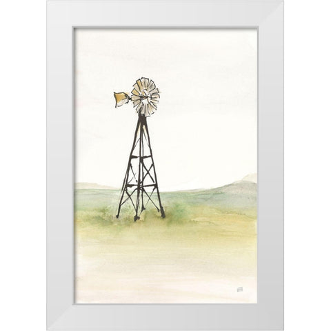 Windmill Landscape I White Modern Wood Framed Art Print by Paschke, Chris
