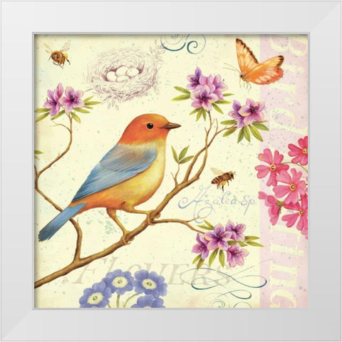 Birds and Bees II White Modern Wood Framed Art Print by Brissonnet, Daphne