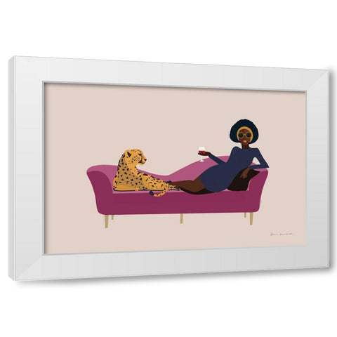 Wild Lounge I Pink Couch White Modern Wood Framed Art Print by Escalante, Omar
