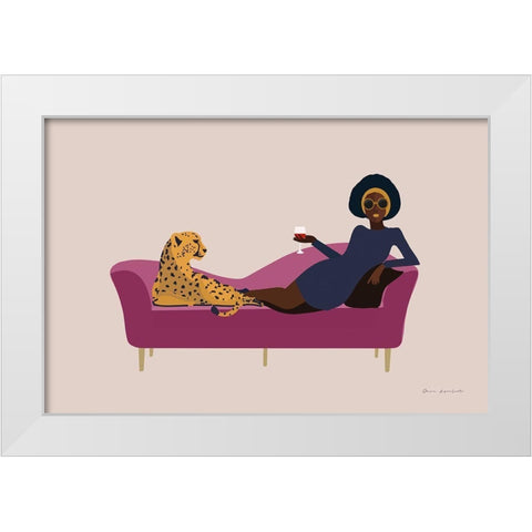 Wild Lounge I Pink Couch White Modern Wood Framed Art Print by Escalante, Omar
