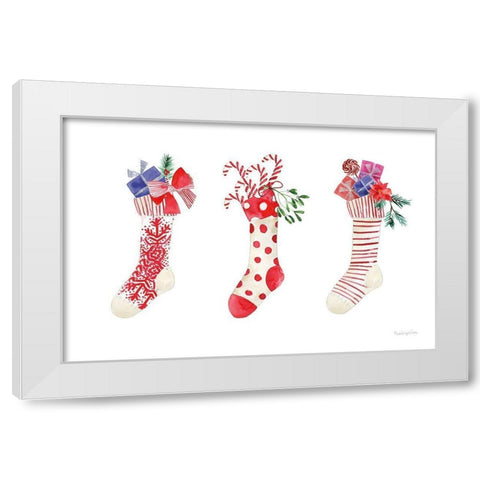 Decked Out Stockings White Modern Wood Framed Art Print by Charro, Mercedes Lopez
