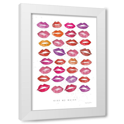Kiss Me Quick White Modern Wood Framed Art Print by Charro, Mercedes Lopez