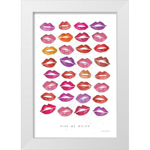Kiss Me Quick White Modern Wood Framed Art Print by Charro, Mercedes Lopez