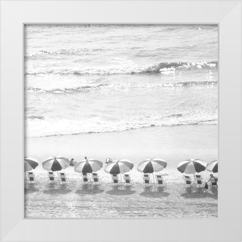 A Day At The Beach BW Crop White Modern Wood Framed Art Print by Van Swearingen, Debra