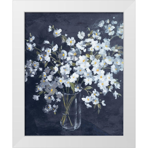 Fresh White Bouquet Indigo Crop White Modern Wood Framed Art Print by Nai, Danhui