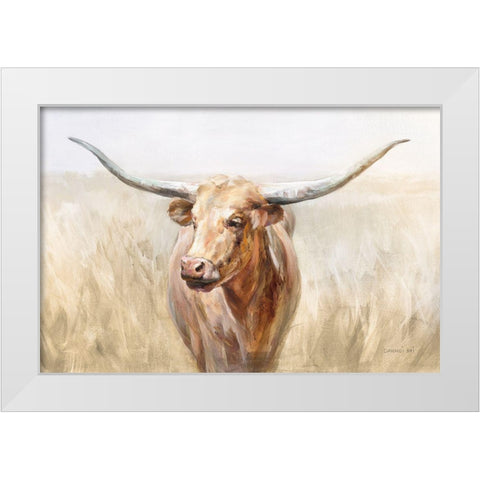 Big Sky Longhorn Neutral White Modern Wood Framed Art Print by Nai, Danhui