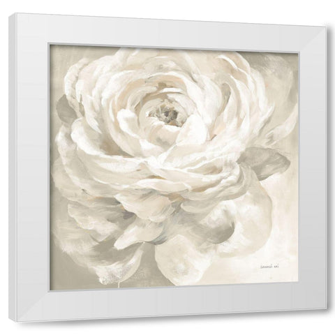 White Rose Gray White Modern Wood Framed Art Print by Nai, Danhui