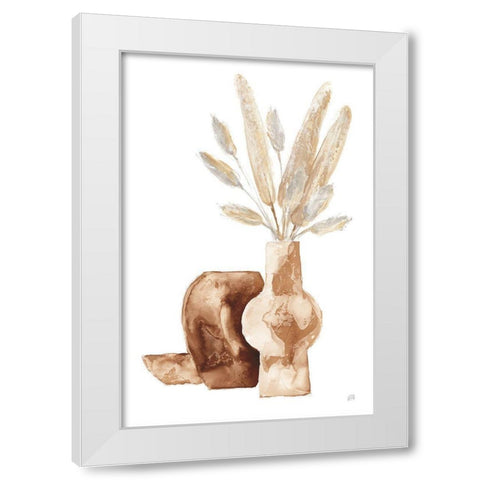Earthy Vase Gray Bunny Tail White Modern Wood Framed Art Print by Paschke, Chris
