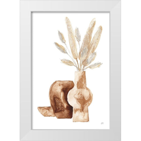 Earthy Vase Gray Bunny Tail White Modern Wood Framed Art Print by Paschke, Chris