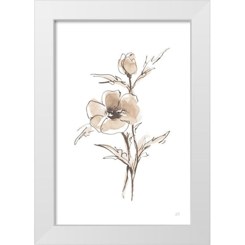 Wash Anemone I Neutral White Modern Wood Framed Art Print by Paschke, Chris