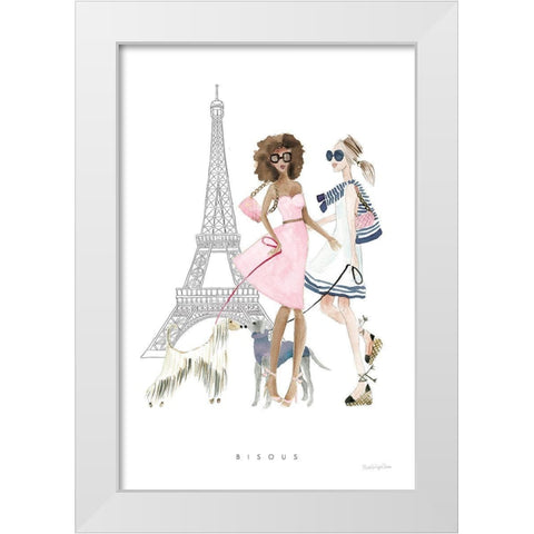 Paris Girlfriends I Pastel White Modern Wood Framed Art Print by Charro, Mercedes Lopez