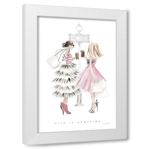 Paris Girlfriends II Pastel White Modern Wood Framed Art Print by Charro, Mercedes Lopez