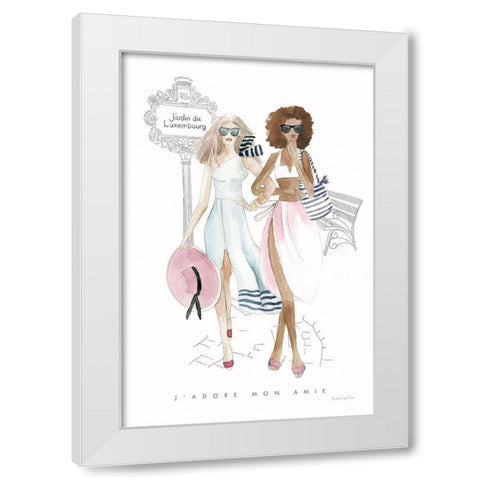 Paris Girlfriends IV Pastel White Modern Wood Framed Art Print by Charro, Mercedes Lopez