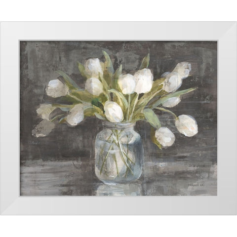 April Tulips White Modern Wood Framed Art Print by Nai, Danhui