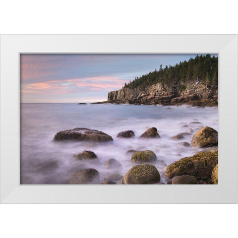 Cobblestone Beach White Modern Wood Framed Art Print by Majchrowicz, Alan