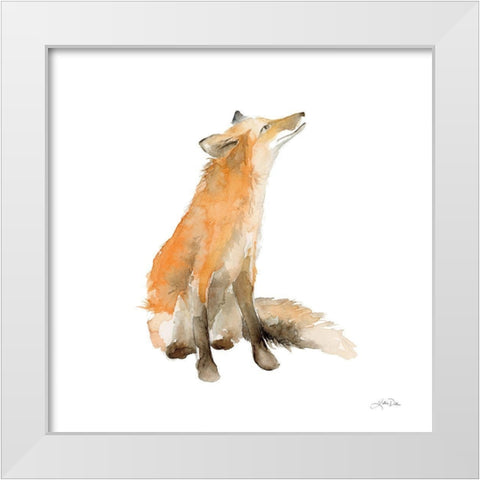 Dreaming Fox on White White Modern Wood Framed Art Print by Pete, Katrina