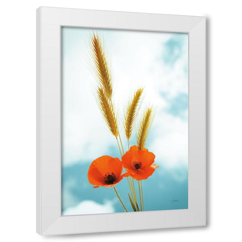 Wild Poppies White Modern Wood Framed Art Print by Aledanda