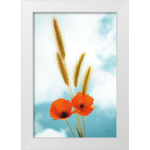 Wild Poppies White Modern Wood Framed Art Print by Aledanda
