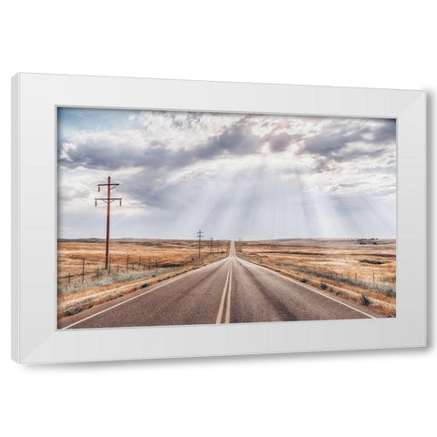 Montana Skies White Modern Wood Framed Art Print by Larson, Nathan