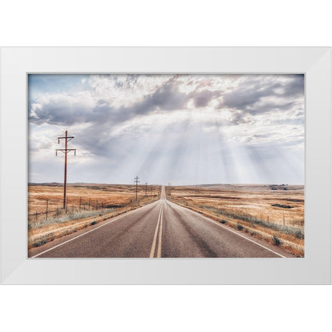 Montana Skies White Modern Wood Framed Art Print by Larson, Nathan