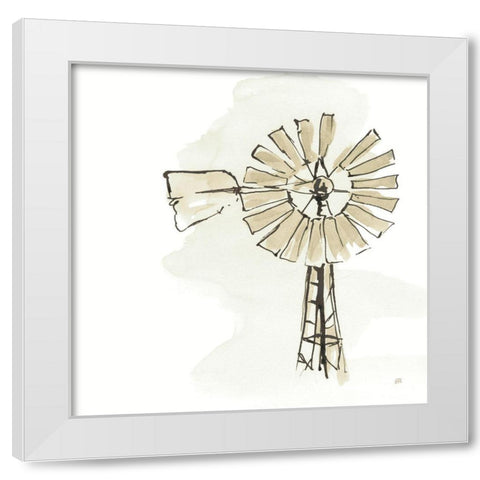 Windmill I Neutral White Modern Wood Framed Art Print by Paschke, Chris