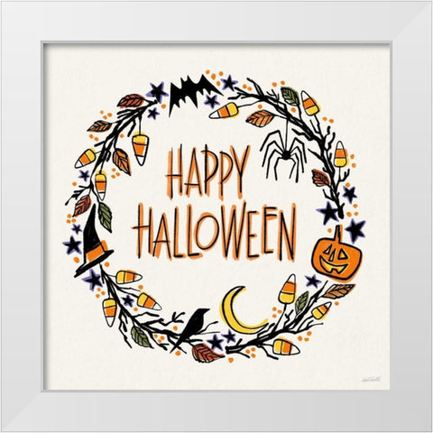 Halloween Wreath II White Modern Wood Framed Art Print by Tavoletti, Anne
