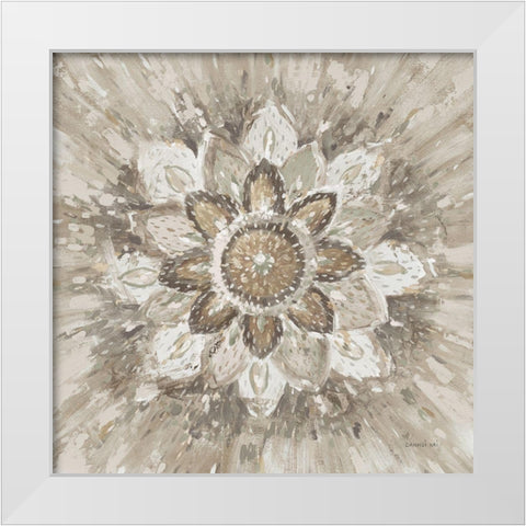 Spice Mandala Neutral White Modern Wood Framed Art Print by Nai, Danhui